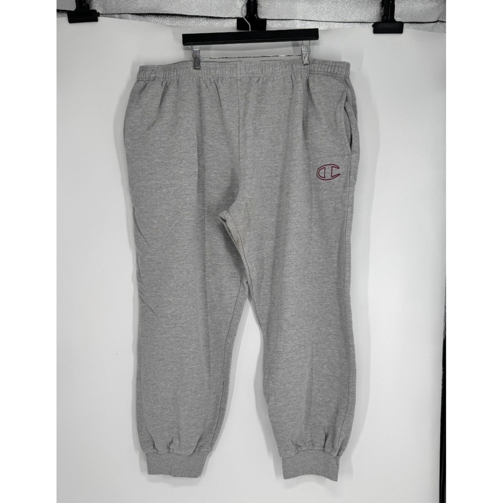 Champion Joggers Sweatpants Men 4XL Light Heather Gray Fleece Drawstring Tapered